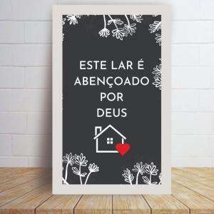 Placa Decorativa em MDF 3MM Religioso Este lar é Abençoado por Deus Cristão MDF 3MM 21x34cm    