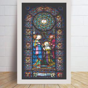 Placa Decorativa em MDF 3MM Religioso Vitral Maria Cristão Católico MDF 3MM 21x34cm    