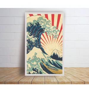 Placa Decorativa Quadro Onda Kanagawa Japonês 20x33cm MDF 3MM 20x33cm    