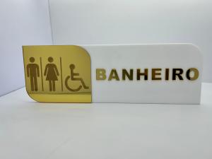 Placa Indicativa 100% Acrílico Espelhado - Banheiros Acrílico Bold 30x10cm   Corte e gravação a laser de alta precisão Variedades