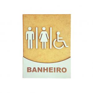 Placa Indicativa Banheiro Unisex PCD/Placa de porta Sinalização em MDF. MDF 3MM 15x20cm    