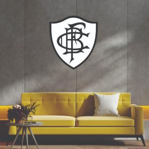 Quadro Decorativo em MDF 3MM Brasão Botafogo Retro Com Fundo Branco MDF 3MM 27x30cm Cru, Branco e Preto  Laser 